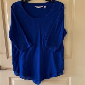Soft Surroundings Cobalt Blue 100% cotton gauze Scoop-Neck blouse